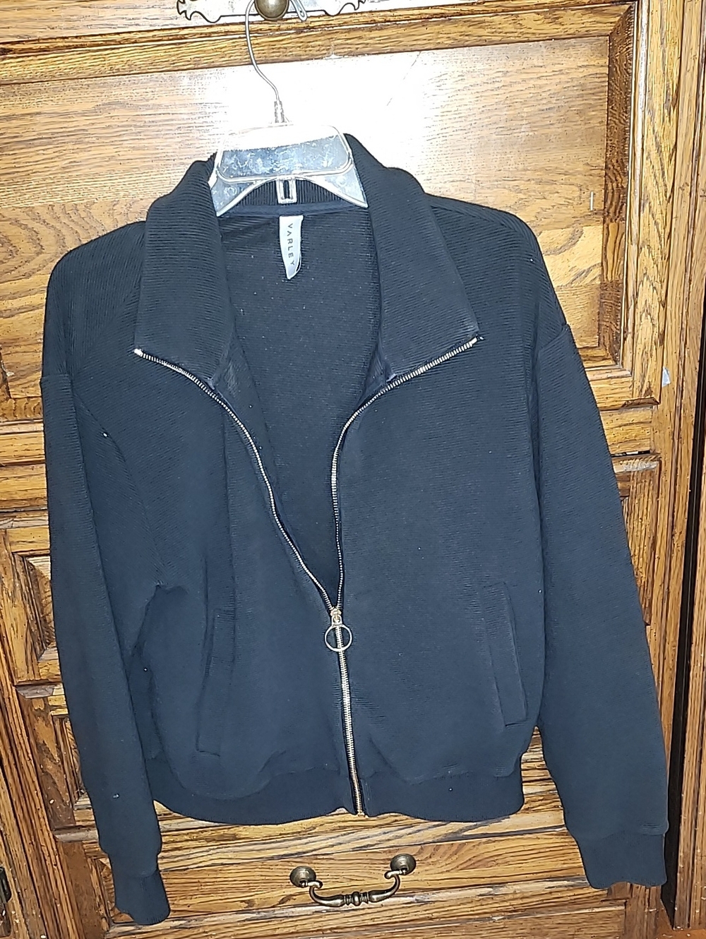Varley Black Ring-Zip Bomber Jacket